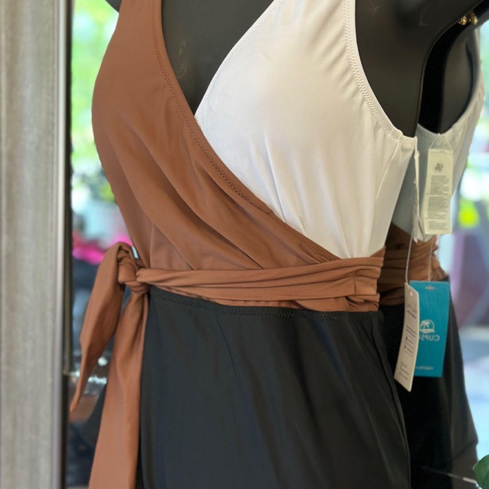 Brown White & Black Swimsuit